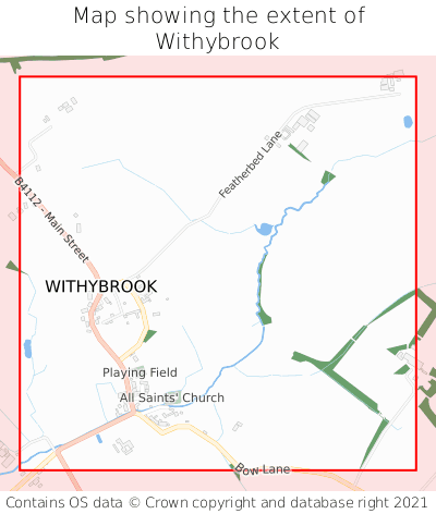 Map showing extent of Withybrook as bounding box
