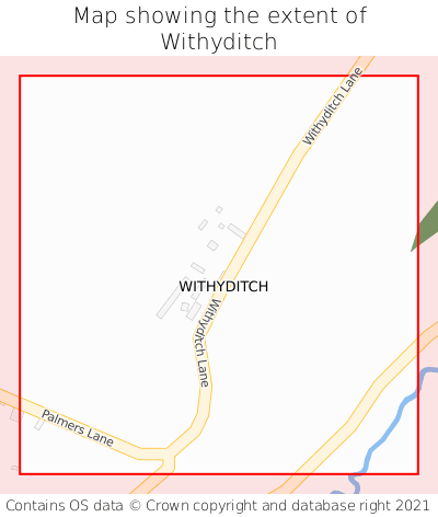 Map showing extent of Withyditch as bounding box
