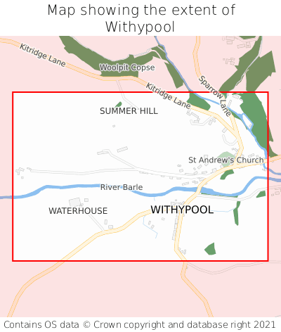 Map showing extent of Withypool as bounding box