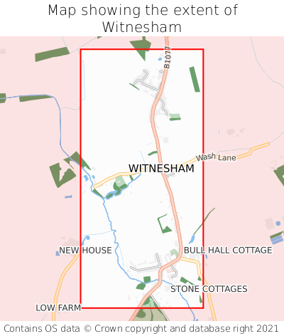 Map showing extent of Witnesham as bounding box