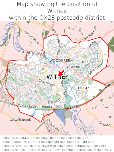 Map Of Witney Oxfordshire Where Is Witney? Witney On A Map