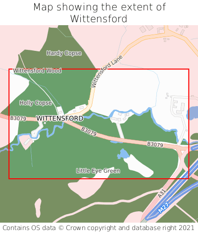 Map showing extent of Wittensford as bounding box