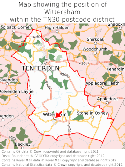 Map showing location of Wittersham within TN30