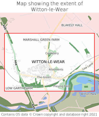Map showing extent of Witton-le-Wear as bounding box