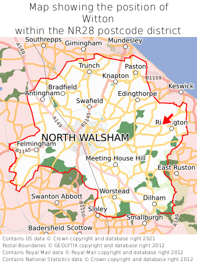 Map showing location of Witton within NR28