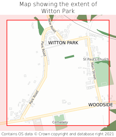 Map showing extent of Witton Park as bounding box