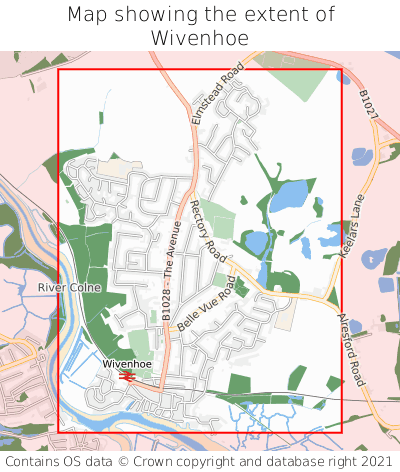 Map showing extent of Wivenhoe as bounding box
