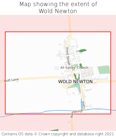 Map showing extent of Wold Newton as bounding box