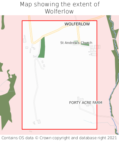 Map showing extent of Wolferlow as bounding box
