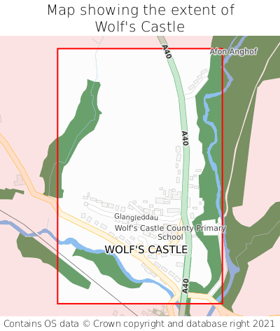 Map showing extent of Wolf's Castle as bounding box