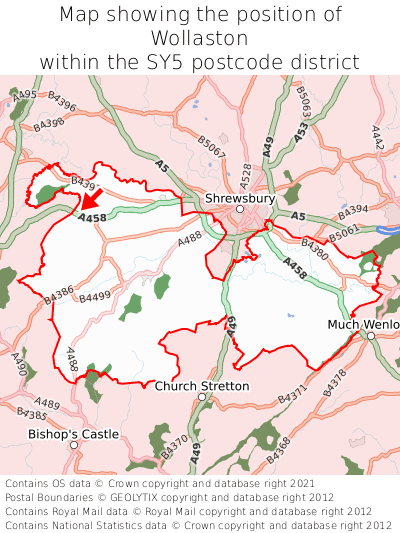 Map showing location of Wollaston within SY5