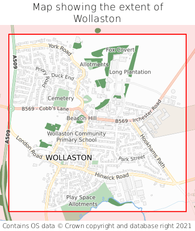 Map showing extent of Wollaston as bounding box
