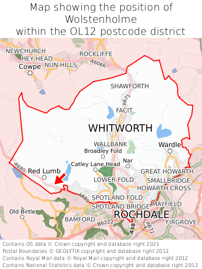 Map showing location of Wolstenholme within OL12