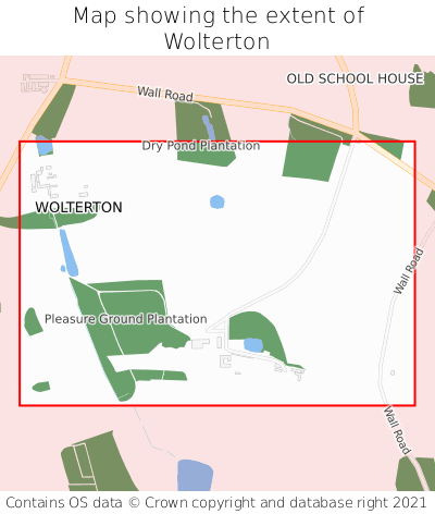 Map showing extent of Wolterton as bounding box