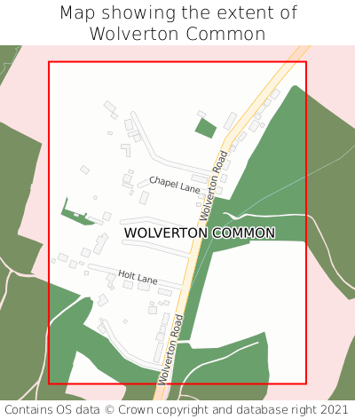 Map showing extent of Wolverton Common as bounding box