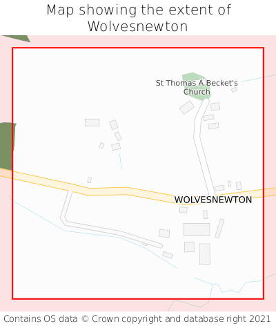 Map showing extent of Wolvesnewton as bounding box