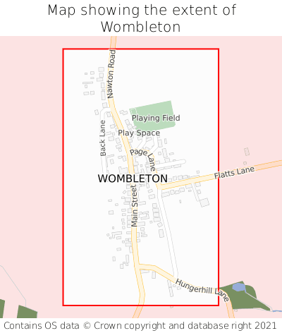 Map showing extent of Wombleton as bounding box