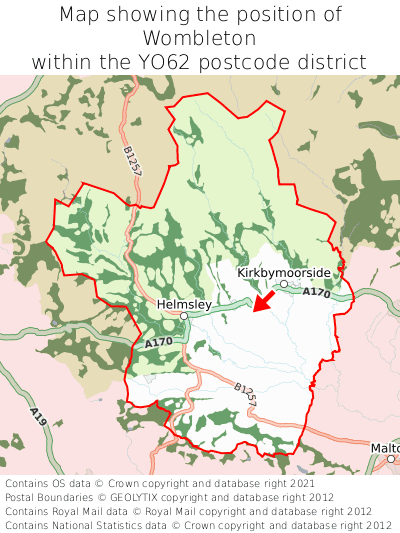 Map showing location of Wombleton within YO62