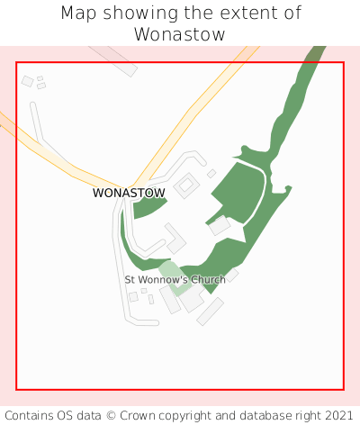 Map showing extent of Wonastow as bounding box