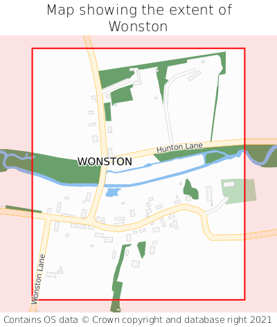 Map showing extent of Wonston as bounding box