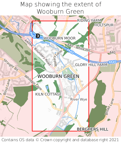 Map showing extent of Wooburn Green as bounding box