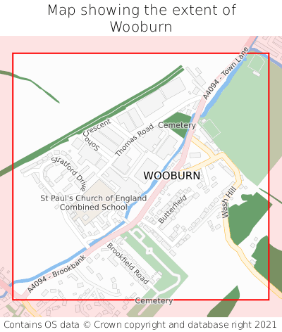 Map showing extent of Wooburn as bounding box