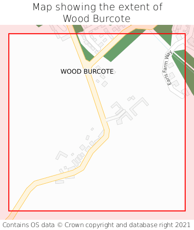 Map showing extent of Wood Burcote as bounding box