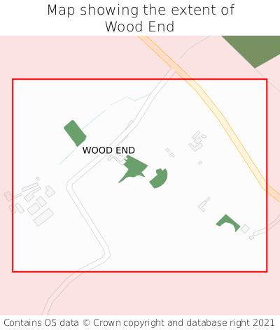 Map showing extent of Wood End as bounding box