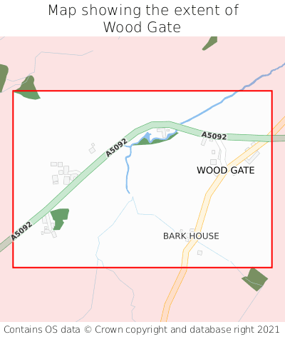 Map showing extent of Wood Gate as bounding box