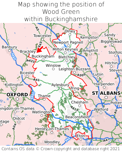 Map showing location of Wood Green within Buckinghamshire