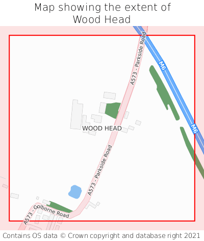 Map showing extent of Wood Head as bounding box