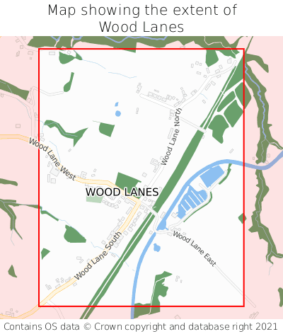 Map showing extent of Wood Lanes as bounding box