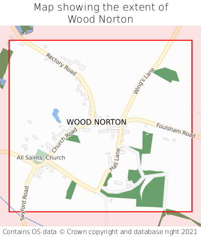 Map showing extent of Wood Norton as bounding box