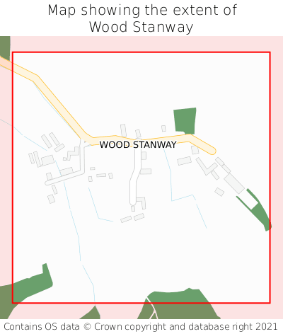 Map showing extent of Wood Stanway as bounding box