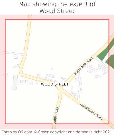 Map showing extent of Wood Street as bounding box