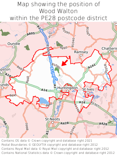 Map showing location of Wood Walton within PE28