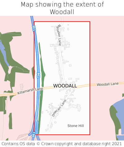 Map showing extent of Woodall as bounding box