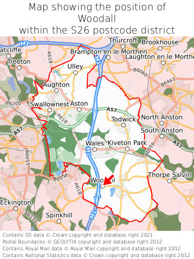 Map showing location of Woodall within S26