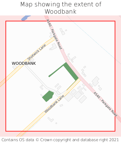 Map showing extent of Woodbank as bounding box