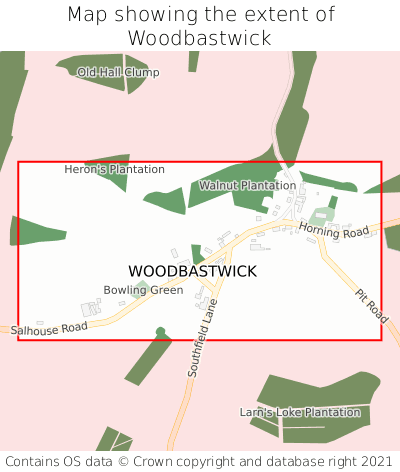 Map showing extent of Woodbastwick as bounding box