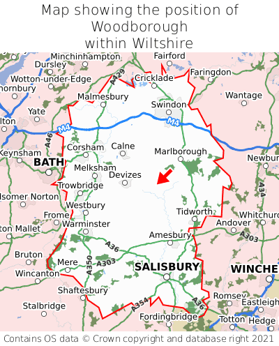 Map showing location of Woodborough within Wiltshire