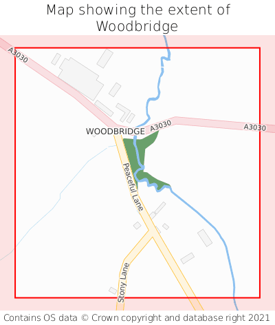 Map showing extent of Woodbridge as bounding box