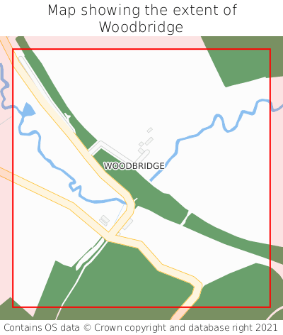 Map showing extent of Woodbridge as bounding box