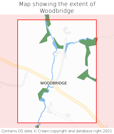 Map showing extent of Woodbridge as bounding box