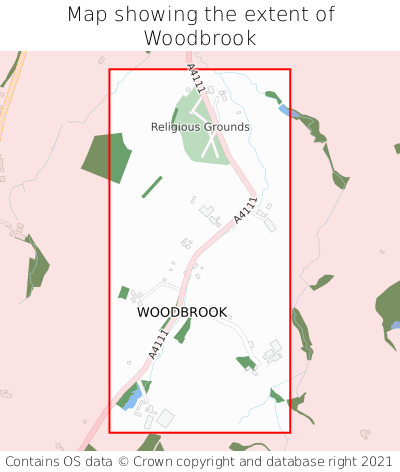 Map showing extent of Woodbrook as bounding box