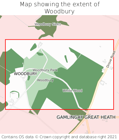 Map showing extent of Woodbury as bounding box