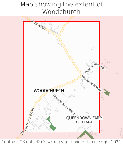 Map showing extent of Woodchurch as bounding box