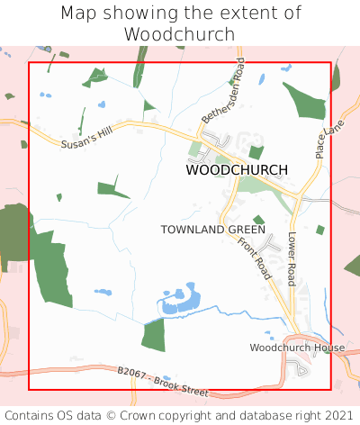 Map showing extent of Woodchurch as bounding box