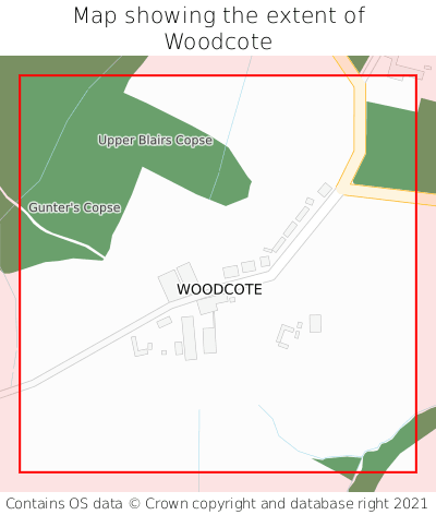 Map showing extent of Woodcote as bounding box