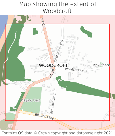 Map showing extent of Woodcroft as bounding box